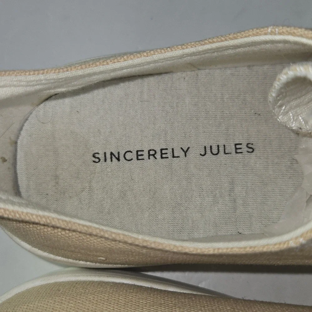 SINCERELY JULES Womens Tan Canvas Platform Sneakers Size 9M